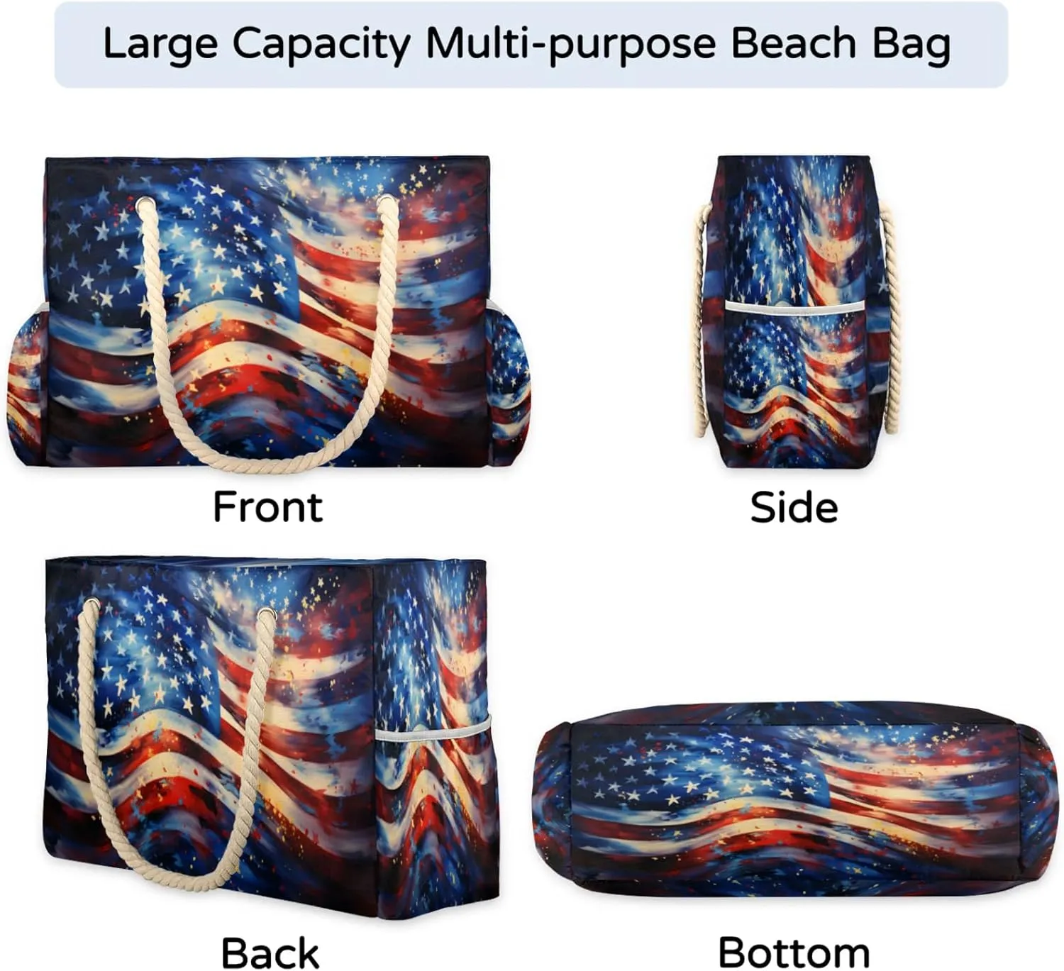 Beach Bags for Women Large Beach Tote Bag, Waterproof Sandproof Swim Pool Bag with Zipper