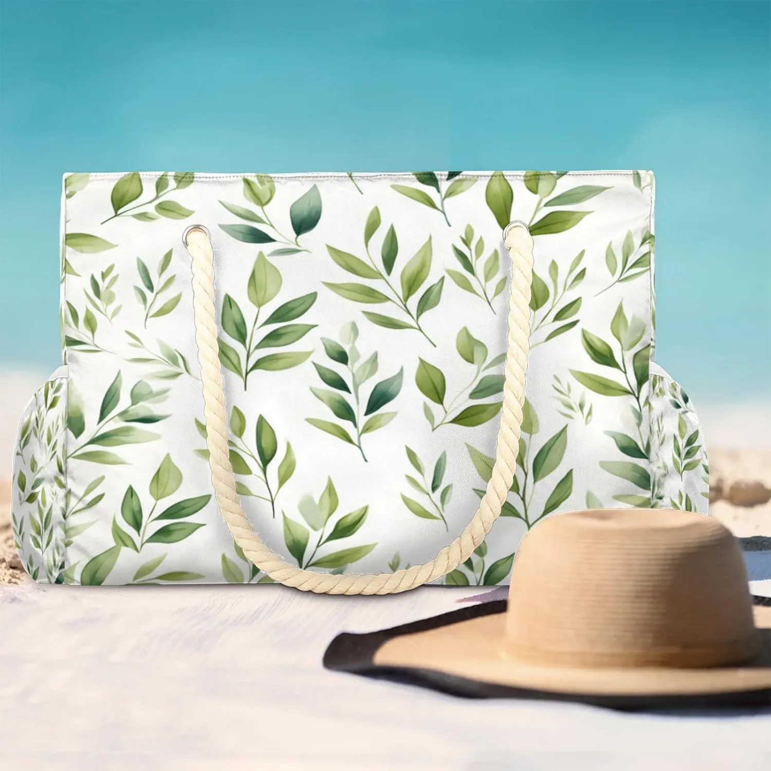 Beach Bags for Women Large Beach Tote Bag, Waterproof Sandproof Swim Pool Bag with Zipper