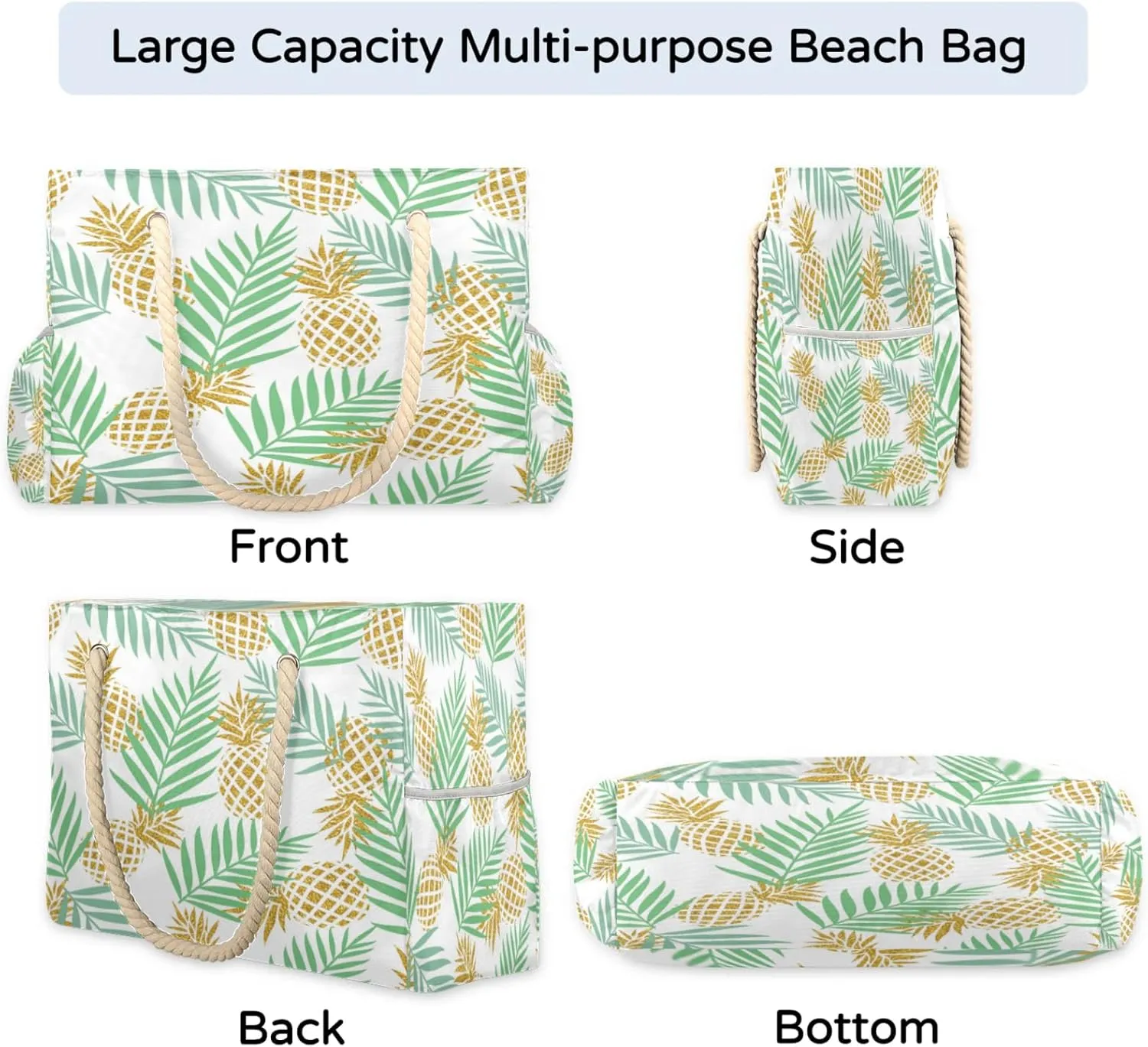Beach Bags for Women Large Beach Tote Bag, Waterproof Sandproof Swim Pool Bag with Zipper