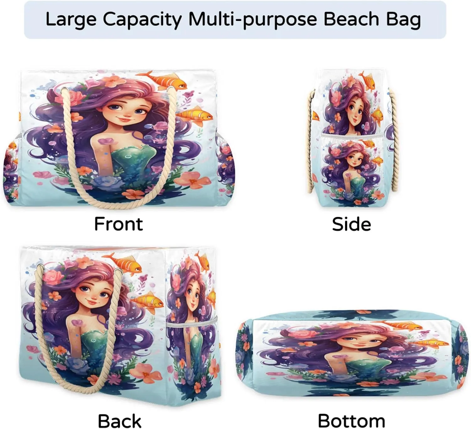 Beach Bags for Women Large Beach Tote Bag, Waterproof Sandproof Swim Pool Bag with Zipper