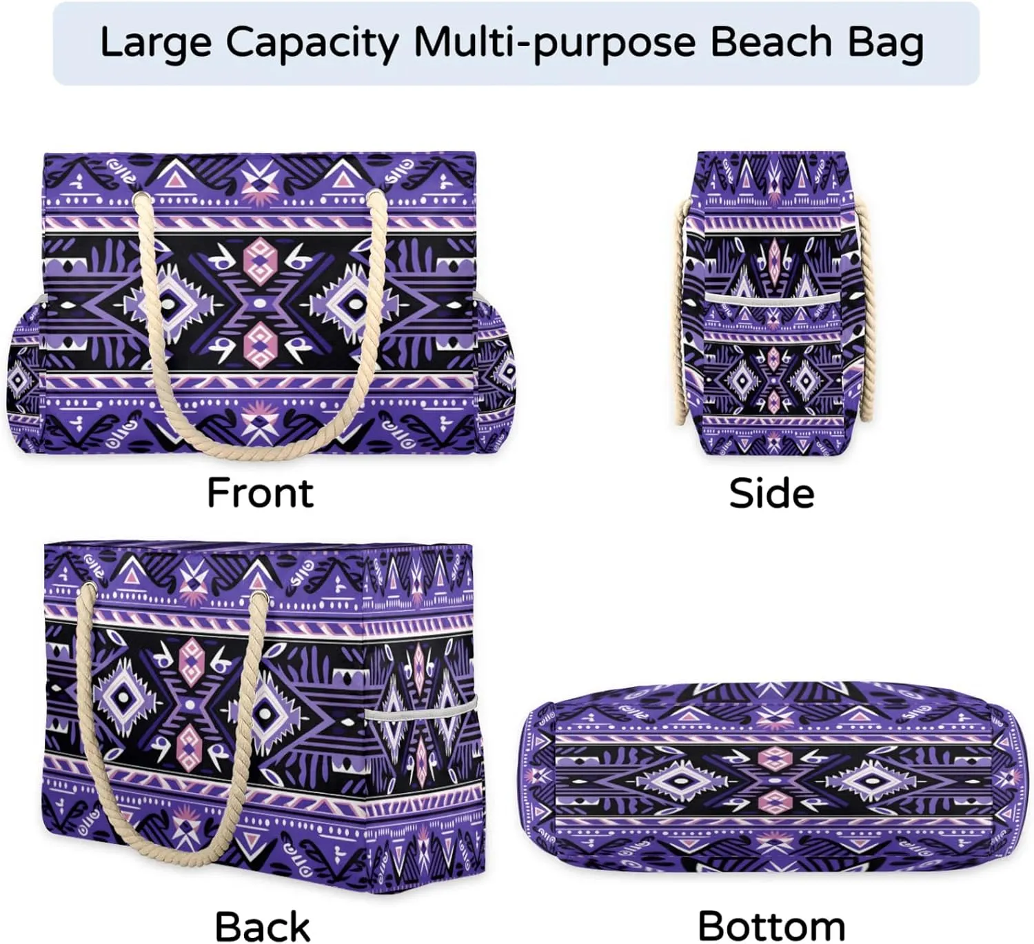 Beach Bags for Women Large Beach Tote Bag, Waterproof Sandproof Swim Pool Bag with Zipper