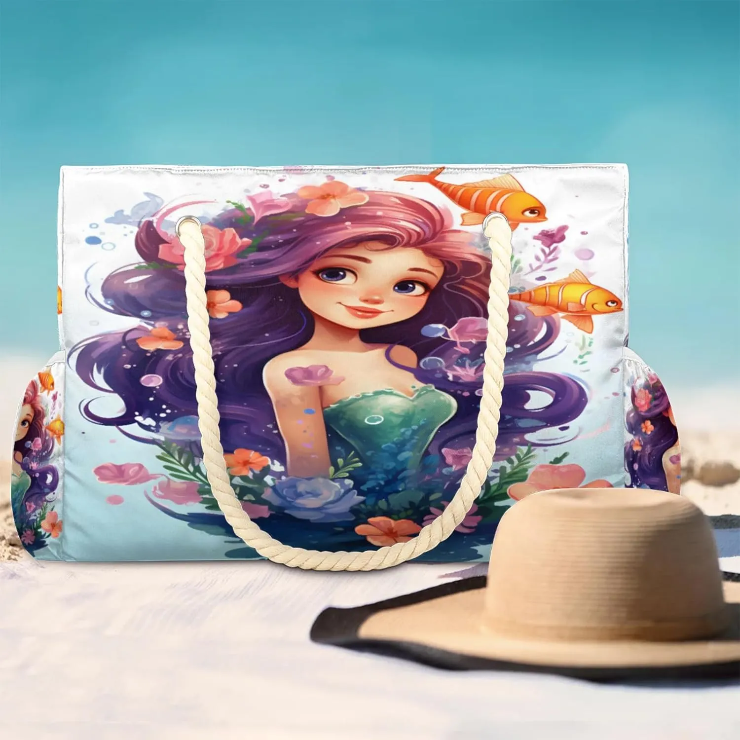 Beach Bags for Women Large Beach Tote Bag, Waterproof Sandproof Swim Pool Bag with Zipper