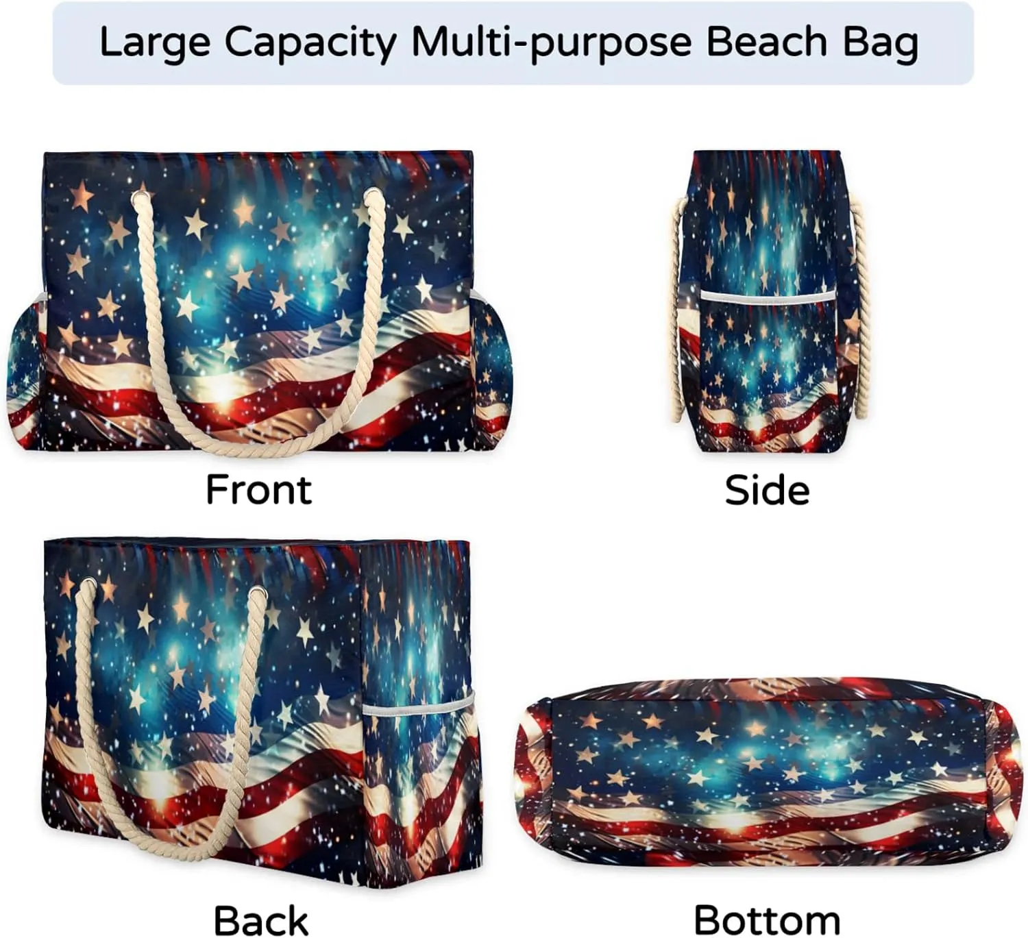 Beach Bags for Women Large Beach Tote Bag, Waterproof Sandproof Swim Pool Bag with Zipper