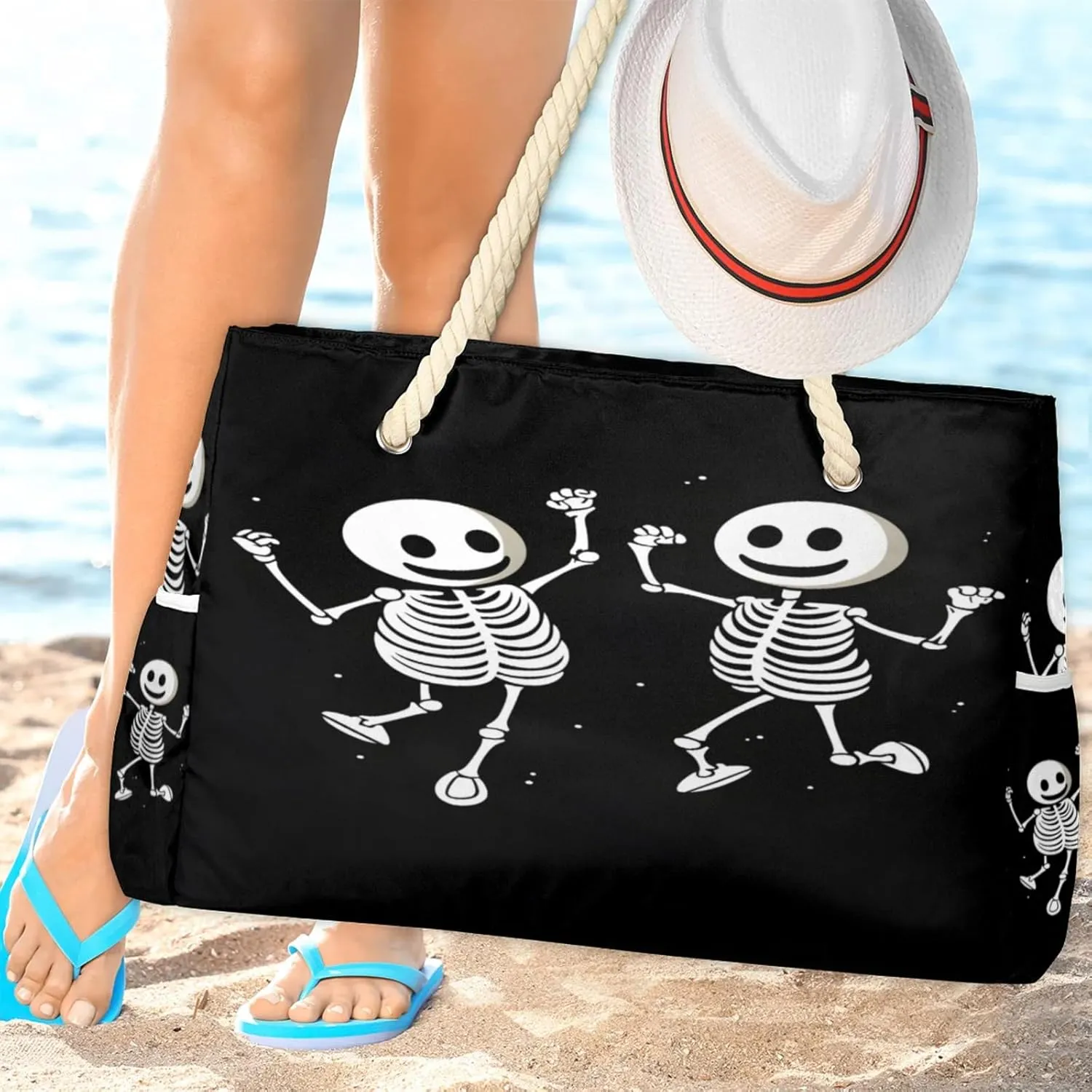 Beach Bags for Women Large Beach Tote Bag, Waterproof Sandproof Swim Pool Bag with Zipper