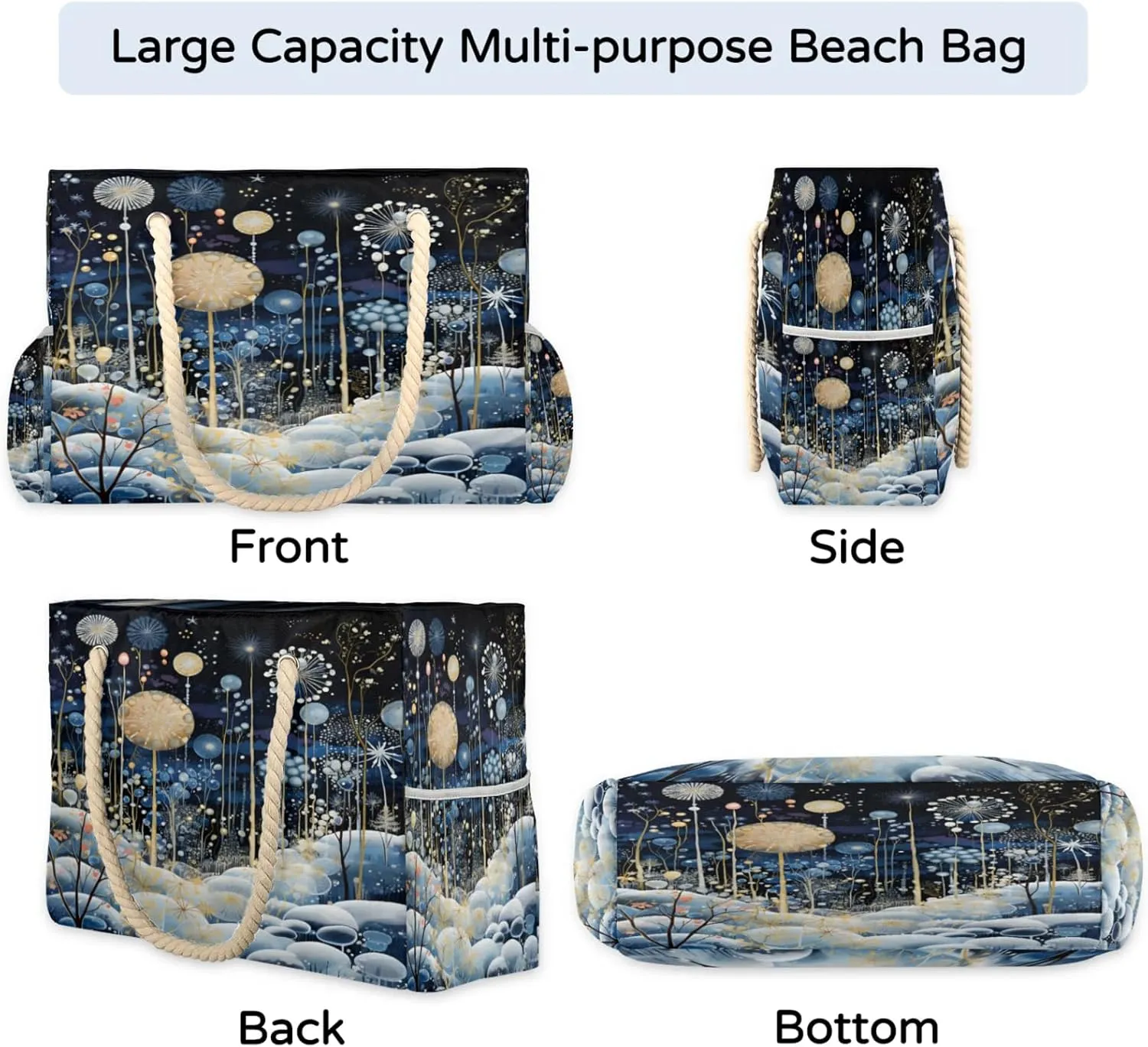 Beach Bags for Women Large Beach Tote Bag, Waterproof Sandproof Swim Pool Bag with Zipper