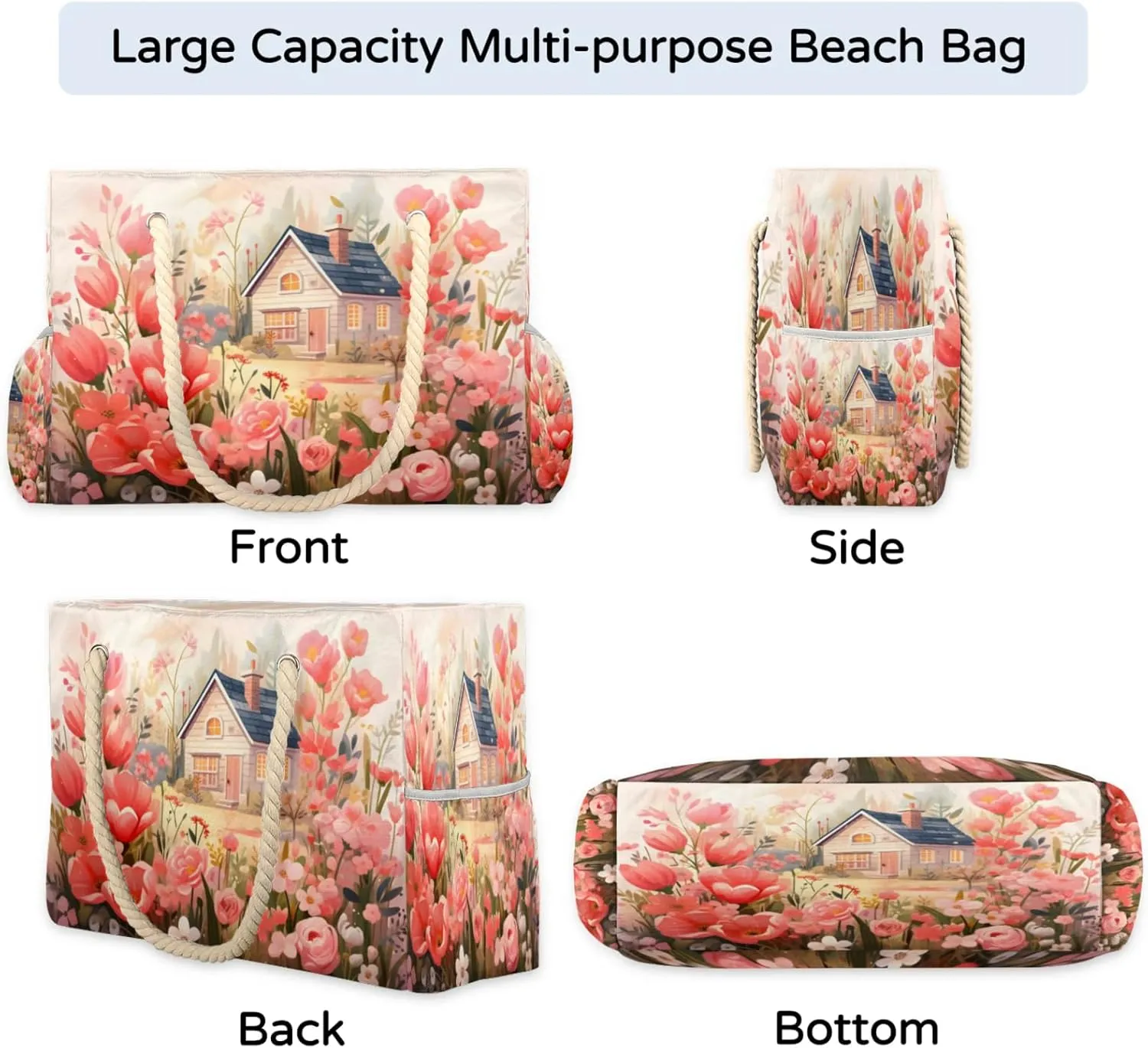 Beach Bags for Women Large Beach Tote Bag, Waterproof Sandproof Swim Pool Bag with Zipper