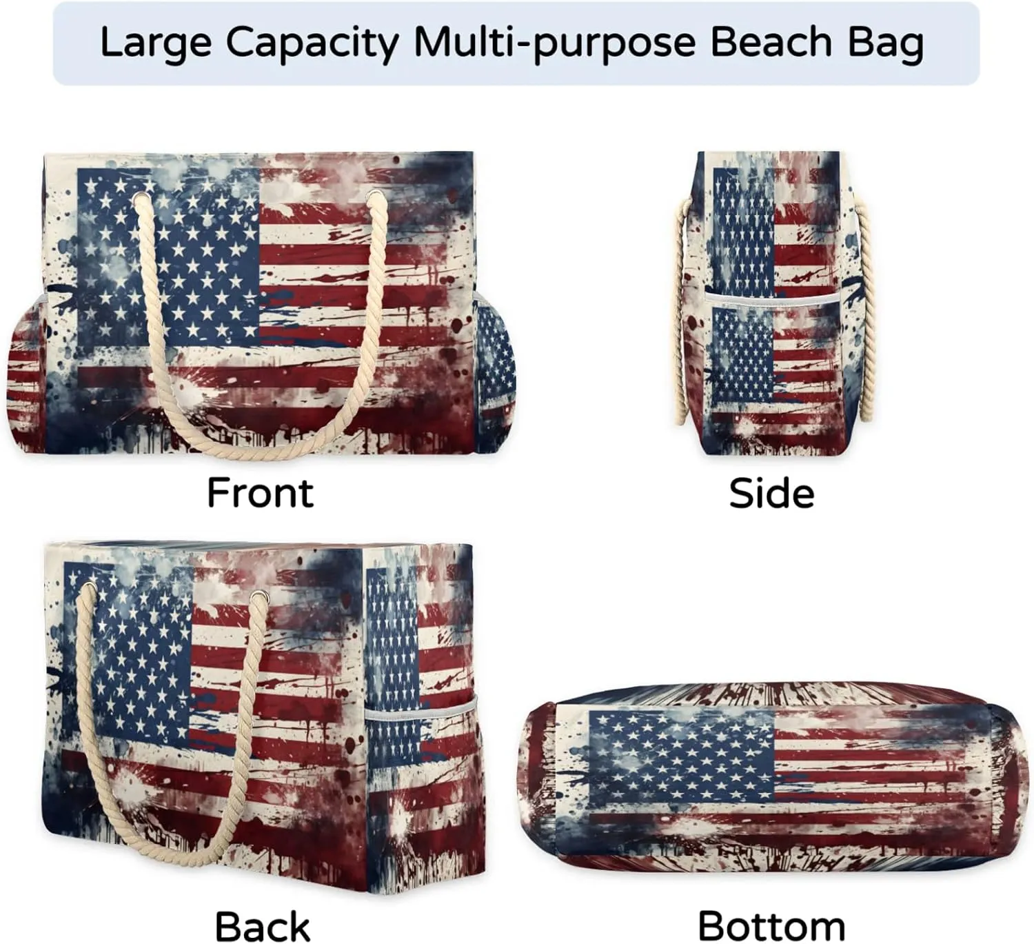 Beach Bags for Women Large Beach Tote Bag, Waterproof Sandproof Swim Pool Bag with Zipper