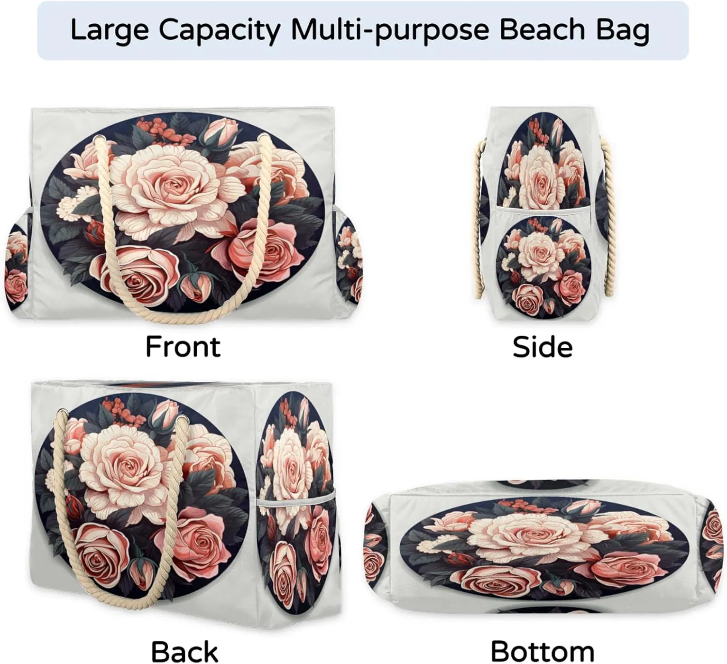 Beach Bags for Women Large Beach Tote Bag, Waterproof Sandproof Swim Pool Bag with Zipper