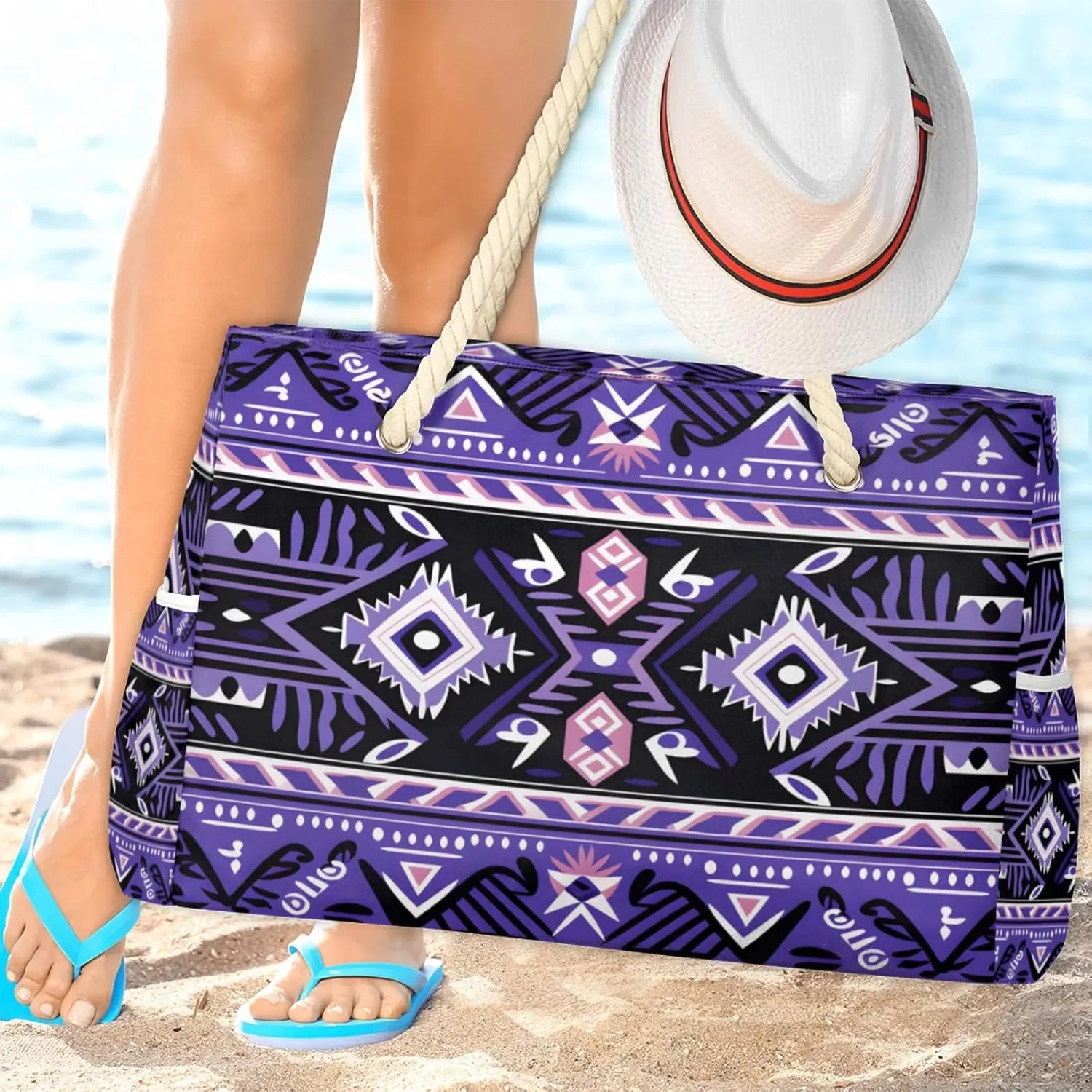 Beach Bags for Women Large Beach Tote Bag, Waterproof Sandproof Swim Pool Bag with Zipper