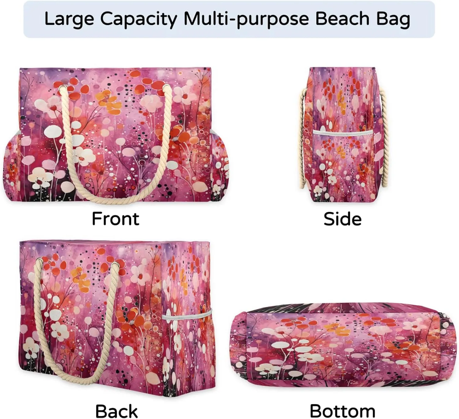 Beach Bags for Women Large Beach Tote Bag, Waterproof Sandproof Swim Pool Bag with Zipper
