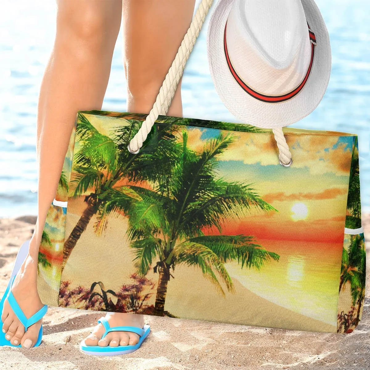 Beach Bags for Women Large Beach Tote Bag with Zipper Waterproof Sandproof Swim Pool Bag