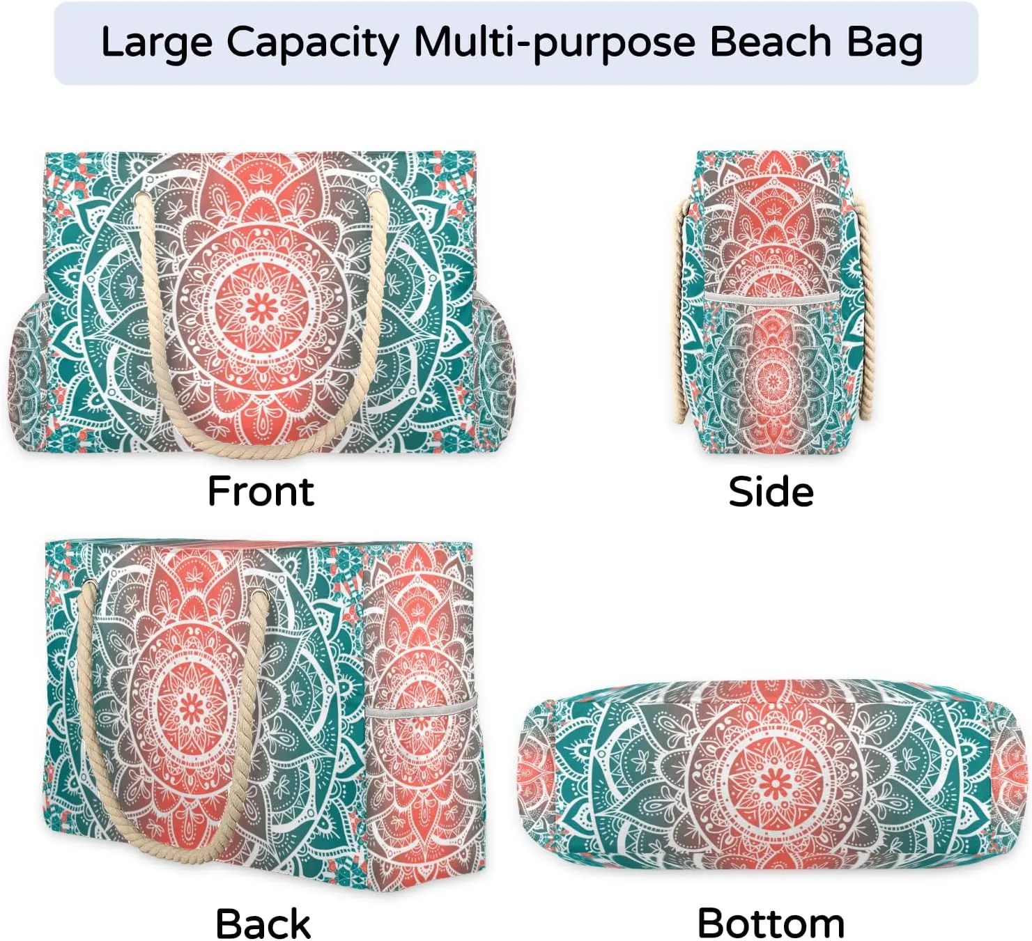 Beach Bags for Women Large Beach Tote Bag with Zipper Waterproof Sandproof Swim Pool Bag