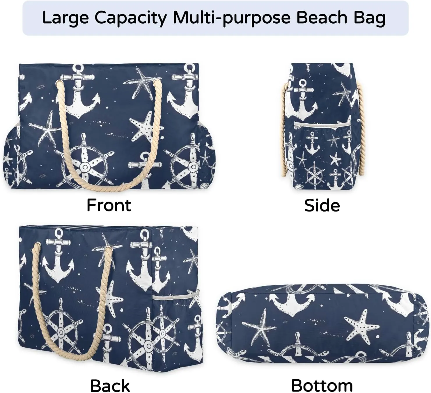 Beach Bags for Women Large Beach Tote Bag with Zipper Waterproof Sandproof Swim Pool Bag