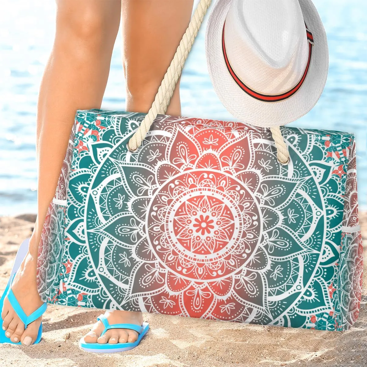 Beach Bags for Women Large Beach Tote Bag with Zipper Waterproof Sandproof Swim Pool Bag