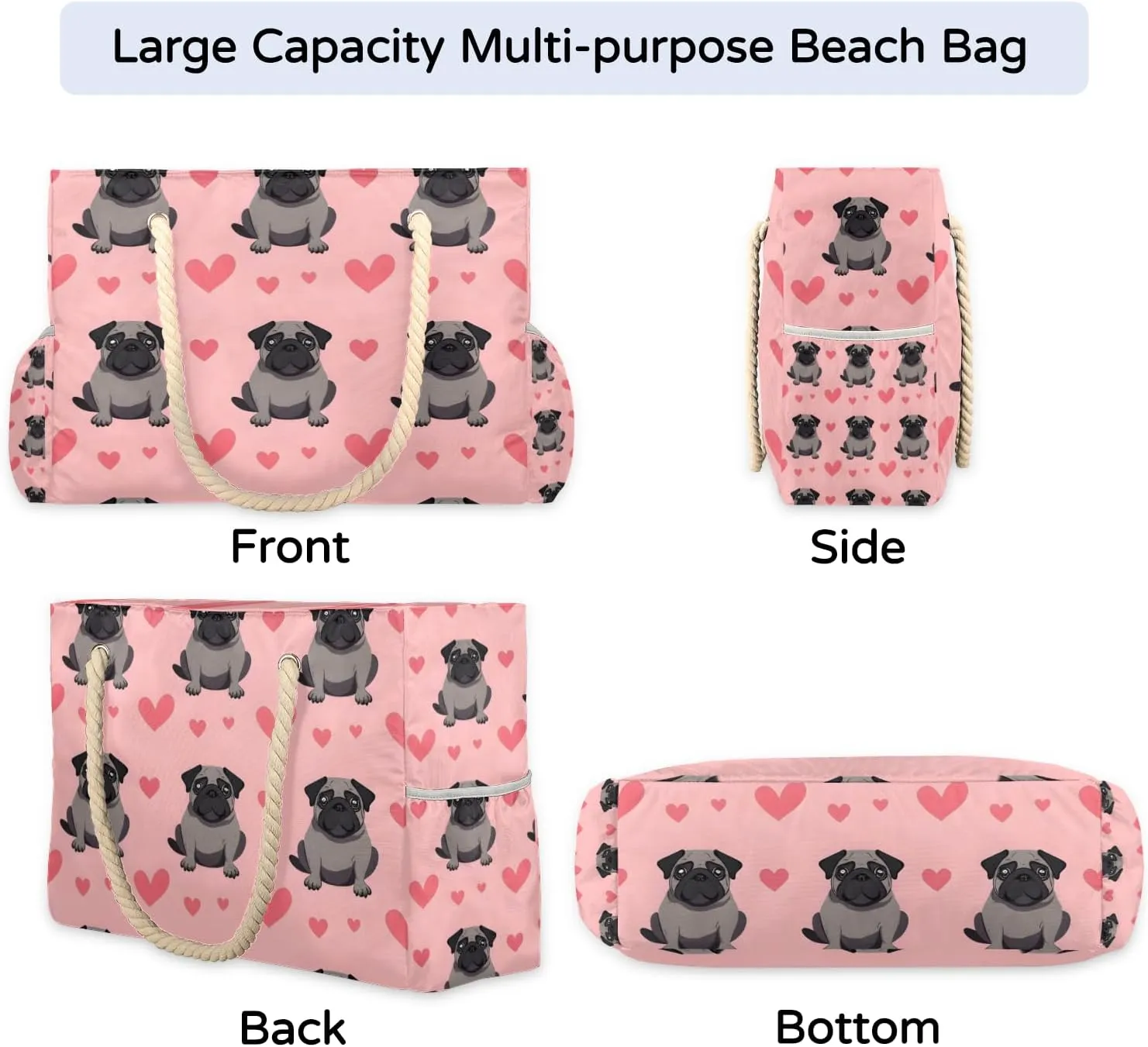 Beach Bags for Women Large Beach Tote Bag with Zipper Waterproof Sandproof Swim Pool Bag