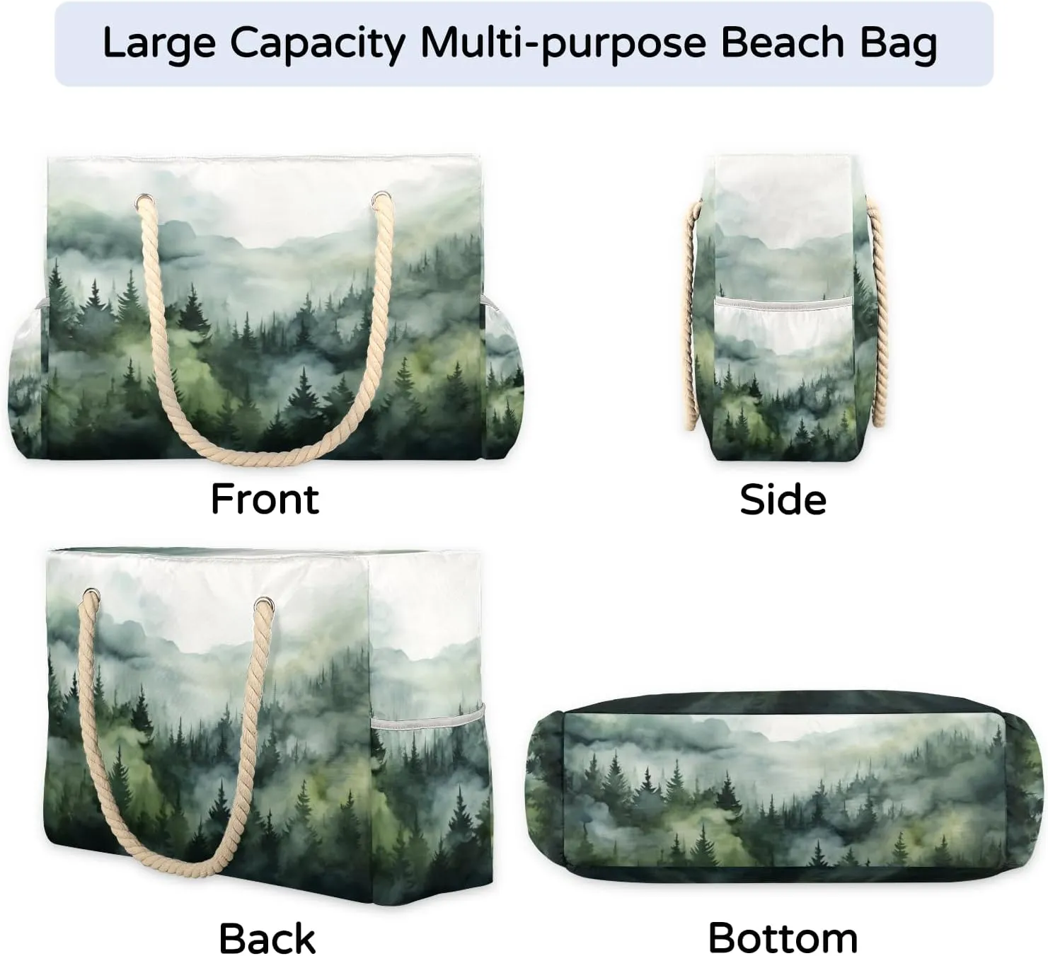 Beach Bags for Women Large Beach Tote Bag with Zipper Waterproof Sandproof Swim Pool Bag