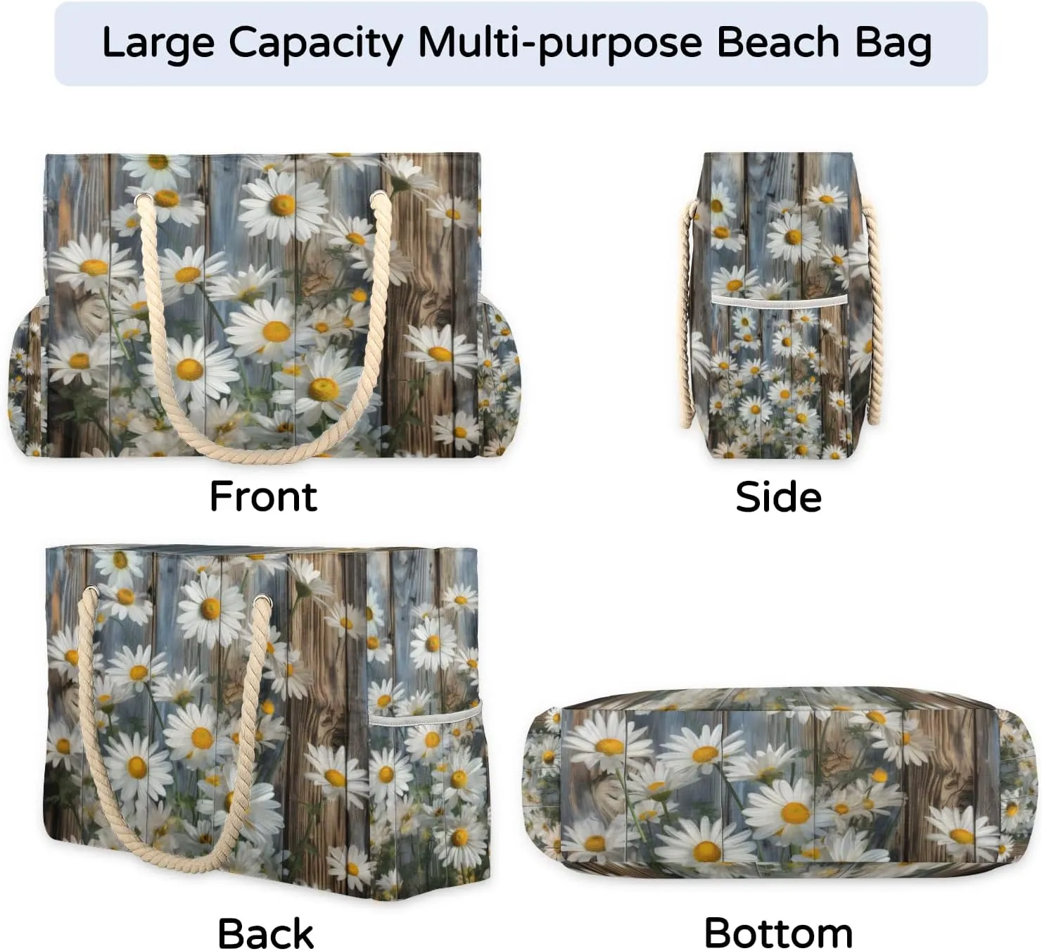 Beach Bags for Women Large Beach Tote Bag with Zipper Waterproof Sandproof Swim Pool Bag