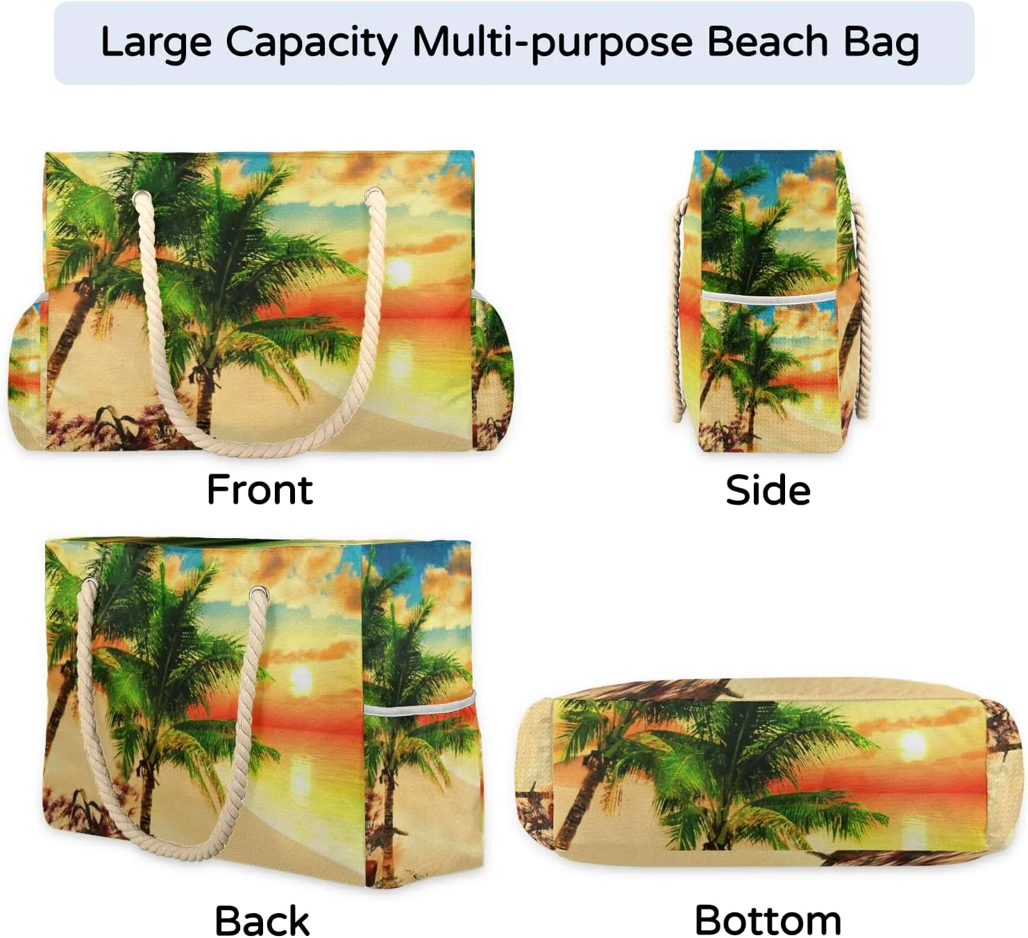 Beach Bags for Women Large Beach Tote Bag with Zipper Waterproof Sandproof Swim Pool Bag