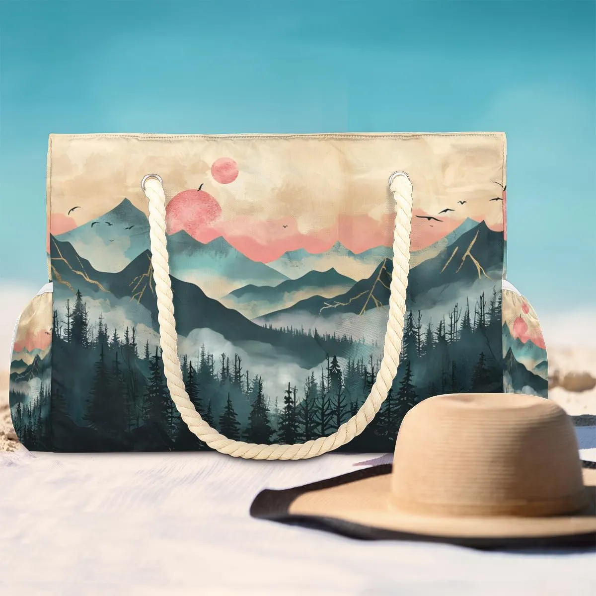 Beach Bags for Women Large Beach Tote Bag with Zipper Waterproof Sandproof Swim Pool Bag