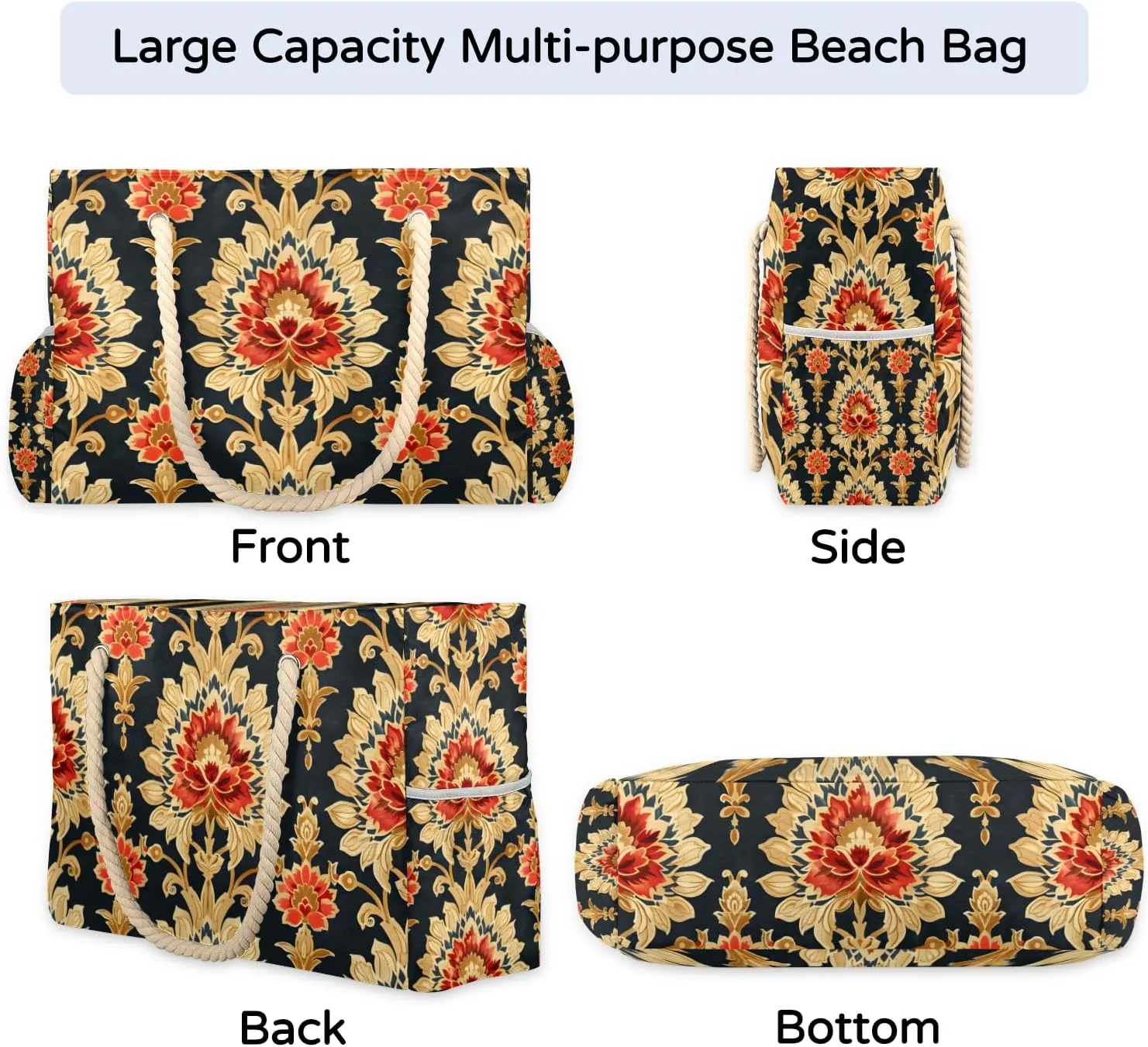 Beach Bags for Women Large Beach Tote Bag with Zipper Waterproof Sandproof Swim Pool Bag