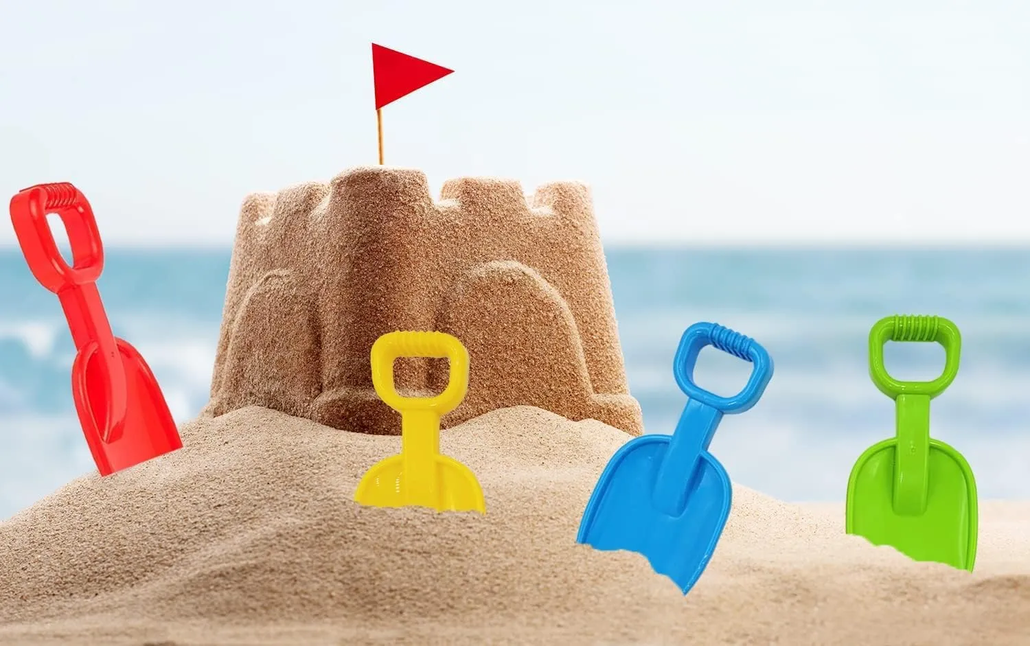 Beach Toys Sand Shovel Day Play Set, 10.5" Inch Shovel, Birthday Treats for Boys and Girls (8-Pack)