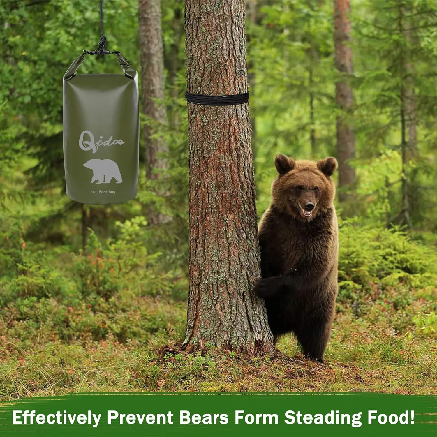 Bear Food Bag for Camping Ultralight Food Bag Hanging System 10 L Waterproof Bear Bag Pulley Systems Includes Waterproof Bear Bag, Nylon Ropes, Hooks for Camping Backpacking