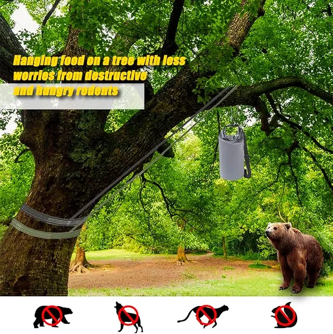 Bear Food Bag Hanging System, Bear Bags for Food Backpacking, 10L Waterproof Bear Bag, Nylon Ropes, Clips, Rock Pouch, Storage Food Bag and Manual Vacuum Pump Camping Bear Protection Products