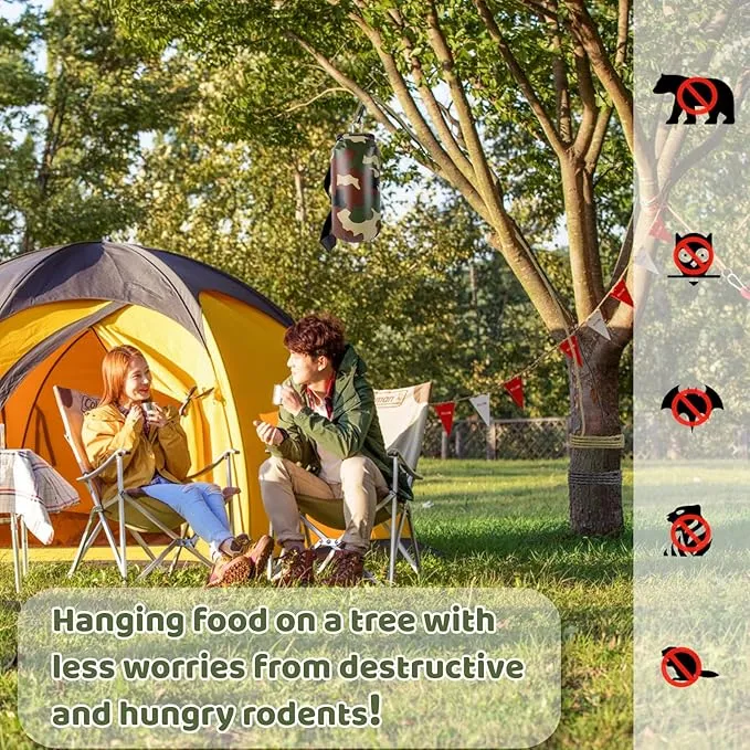 Bear Food Bag Hanging System, Ultralight Camping Bear Bag Kit Include 10L Waterproof Bear Bag, Pulley System with Survival Utility Ropes, Clips, Rock Pouch and Instructions