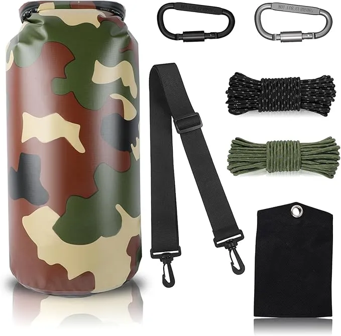 Bear Food Bag Hanging System, Ultralight Camping Bear Bag Kit Include 10L Waterproof Bear Bag, Pulley System with Survival Utility Ropes, Clips, Rock Pouch and Instructions