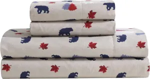 Beatrice Home Fashions Cozy Cabin 4-Piece King Microfiber Bedding Sheet Set with Deep Pockets Rustic Patchwork Plaid Deer, Americana