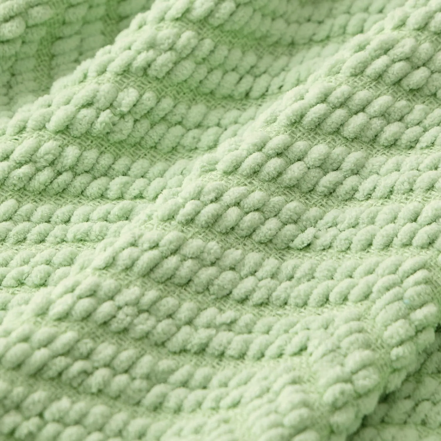 Bedsure Throw Blankets for Couch - Textured Chunky Knit Woven Chenille Blanket - Super Soft, Warm Decorative Boho Throw with Tassels for Bed, Sofa and Living Room Decor, Light Green, 50x60 Inches