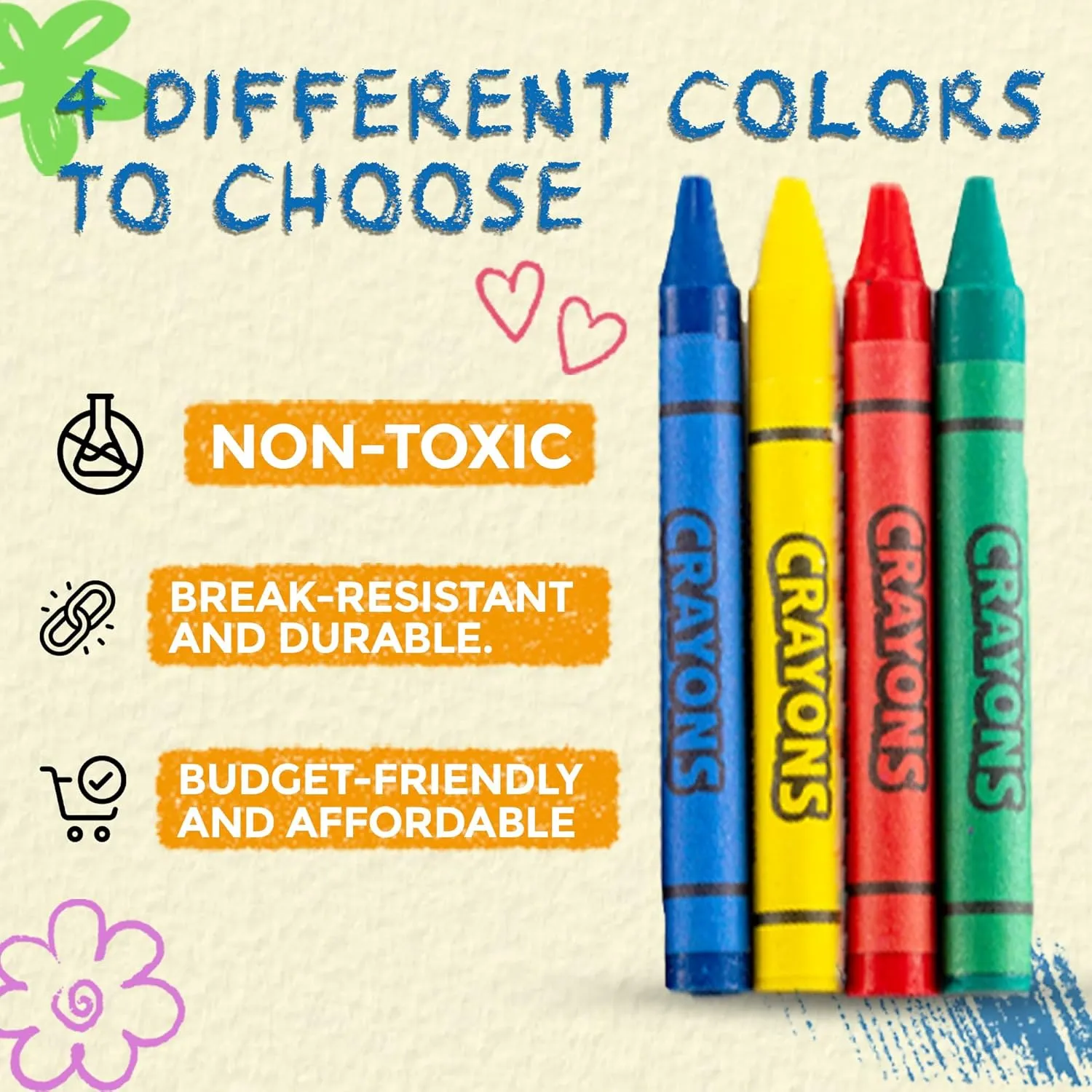 Bedwina Bulk Crayons - 576 Crayons - Case of 144 4-Packs, Premium Color Crayons Bulk School Supplies for Kids and Toddlers Bulk Non-Toxic for Party Favors, Restaurants, Goody Bags Stocking Stuffers