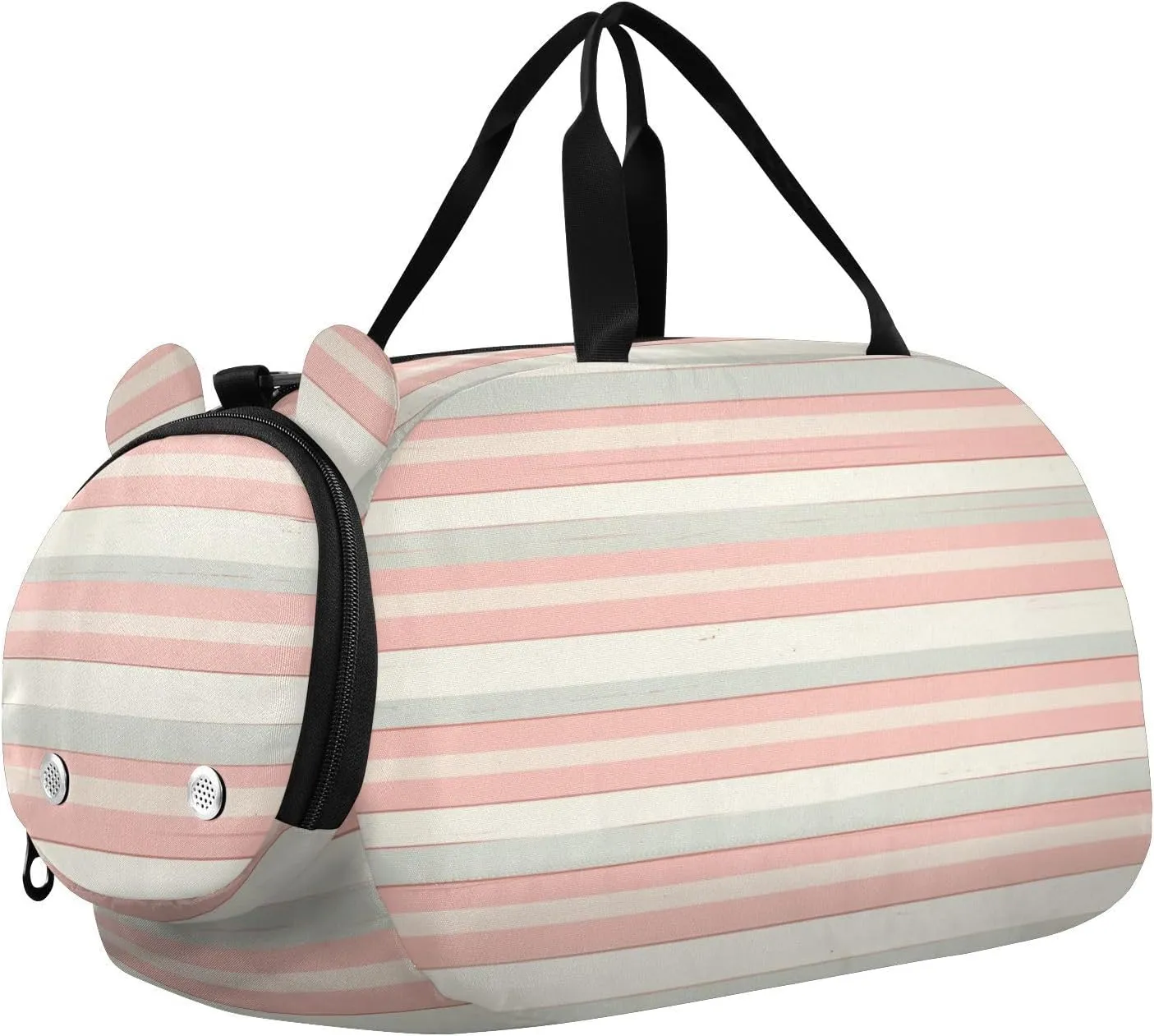 Beige Simple Stripe Duffel Bag with Shoes Compartment Multifunctional Sport Gym Tote Bags for Beach Swim Bags Pool Sports