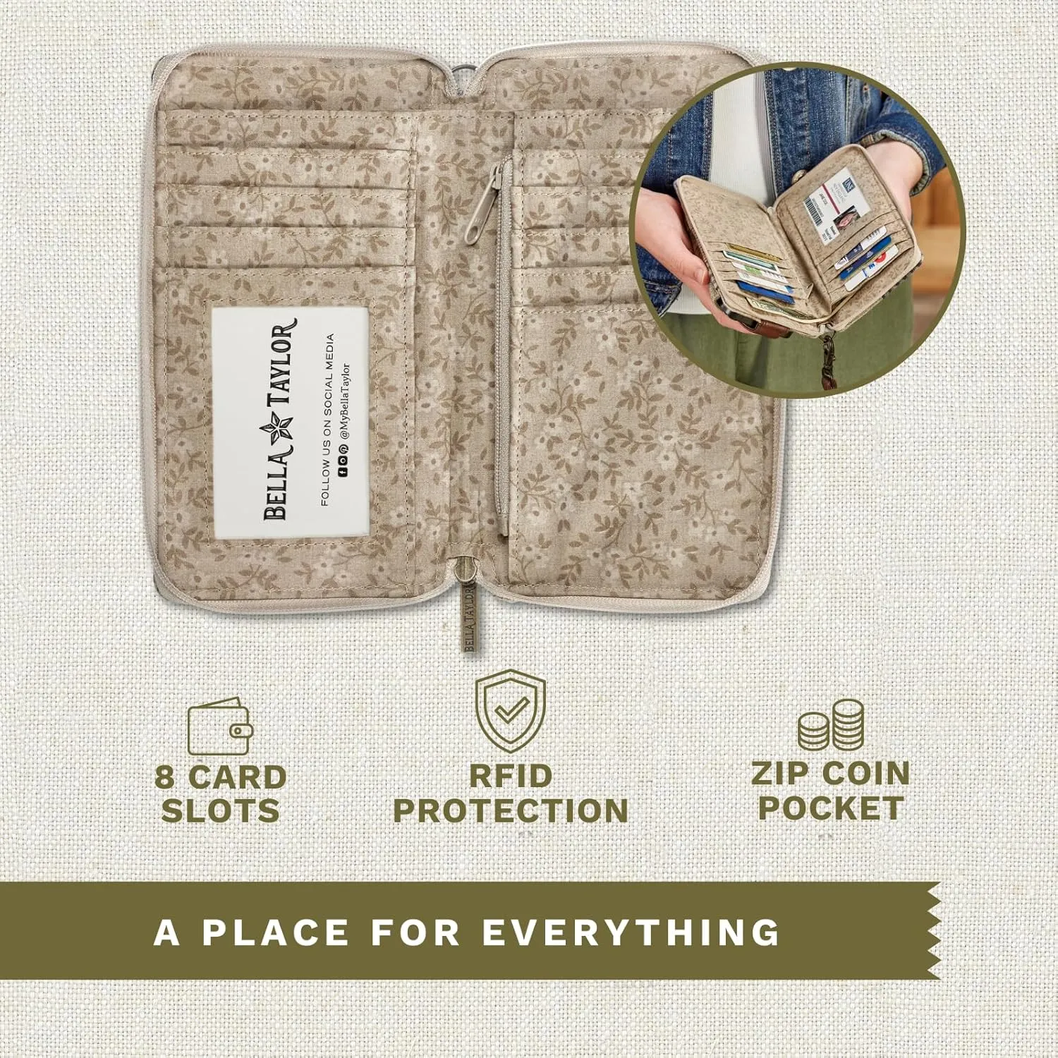 Bella Taylor Cell Phone Wristlet Wallet for Women with Smartphone Pocket and RFID Protection