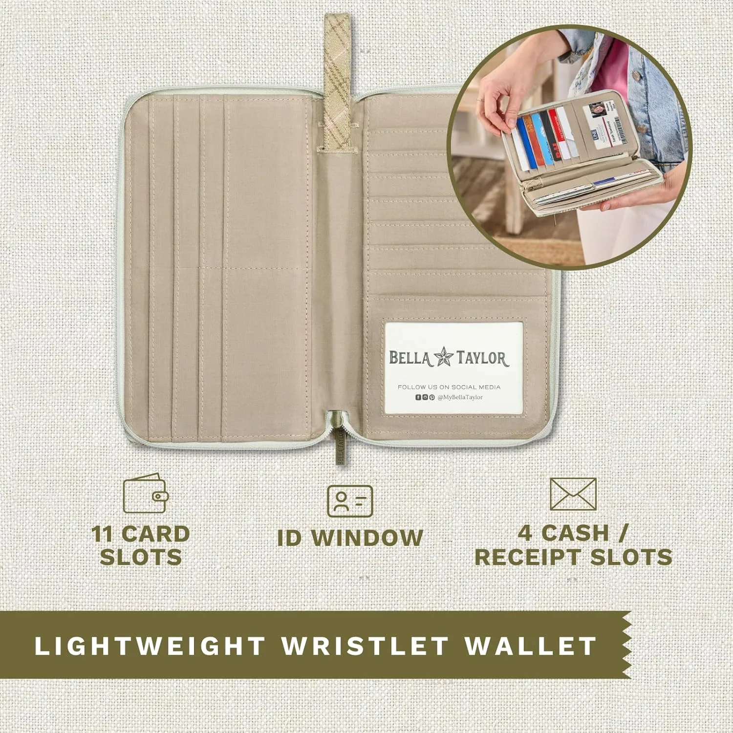 Bella Taylor Wrist Strap Wallet for Women | Multi Card Zip Around Wallet with RFID Protection and Wristlet Strap