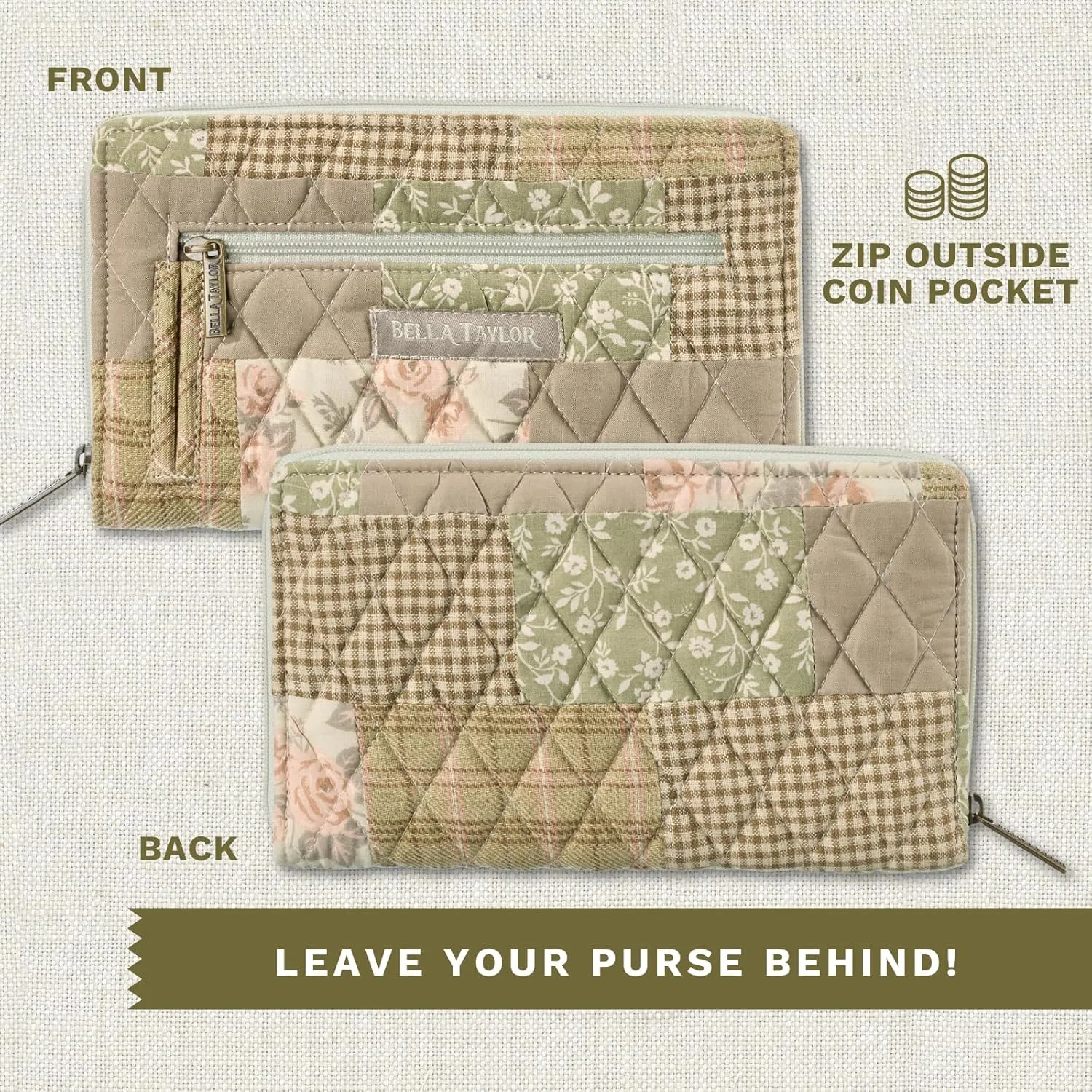 Bella Taylor Wrist Strap Wallet for Women | Multi Card Zip Around Wallet with RFID Protection and Wristlet Strap