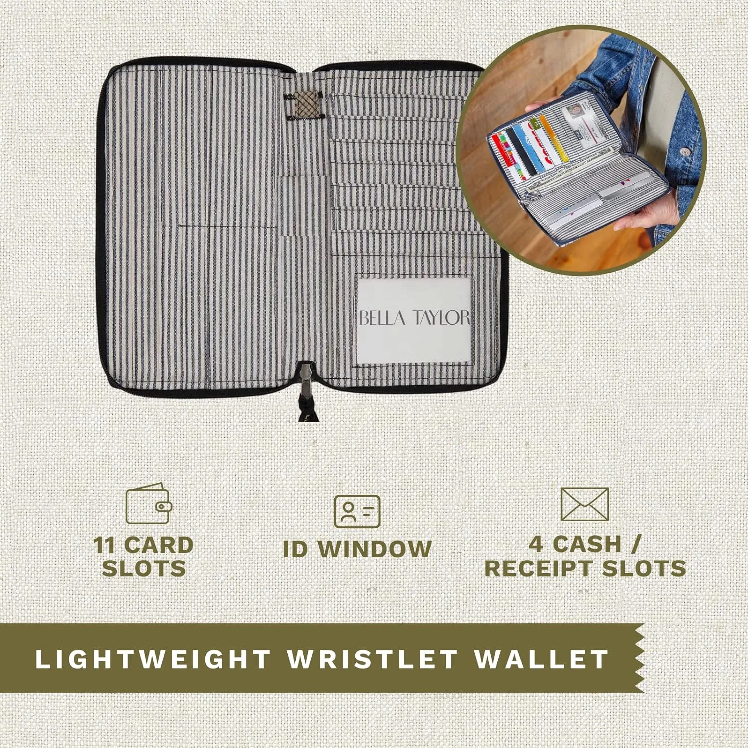 Bella Taylor Wrist Strap Wallet for Women | Multi Card Zip Around Wallet with RFID Protection and Wristlet Strap