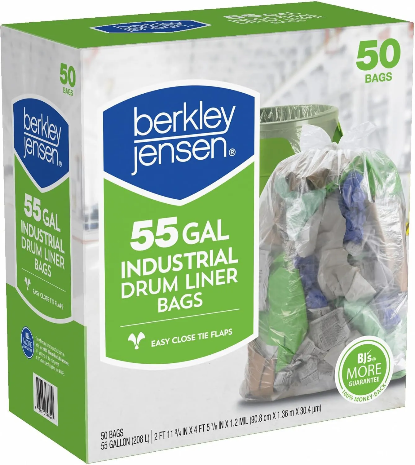 Berkly & Jensen 1.2mil Industrial Drum Liner Bags, 55 Gallon, 50 Bags