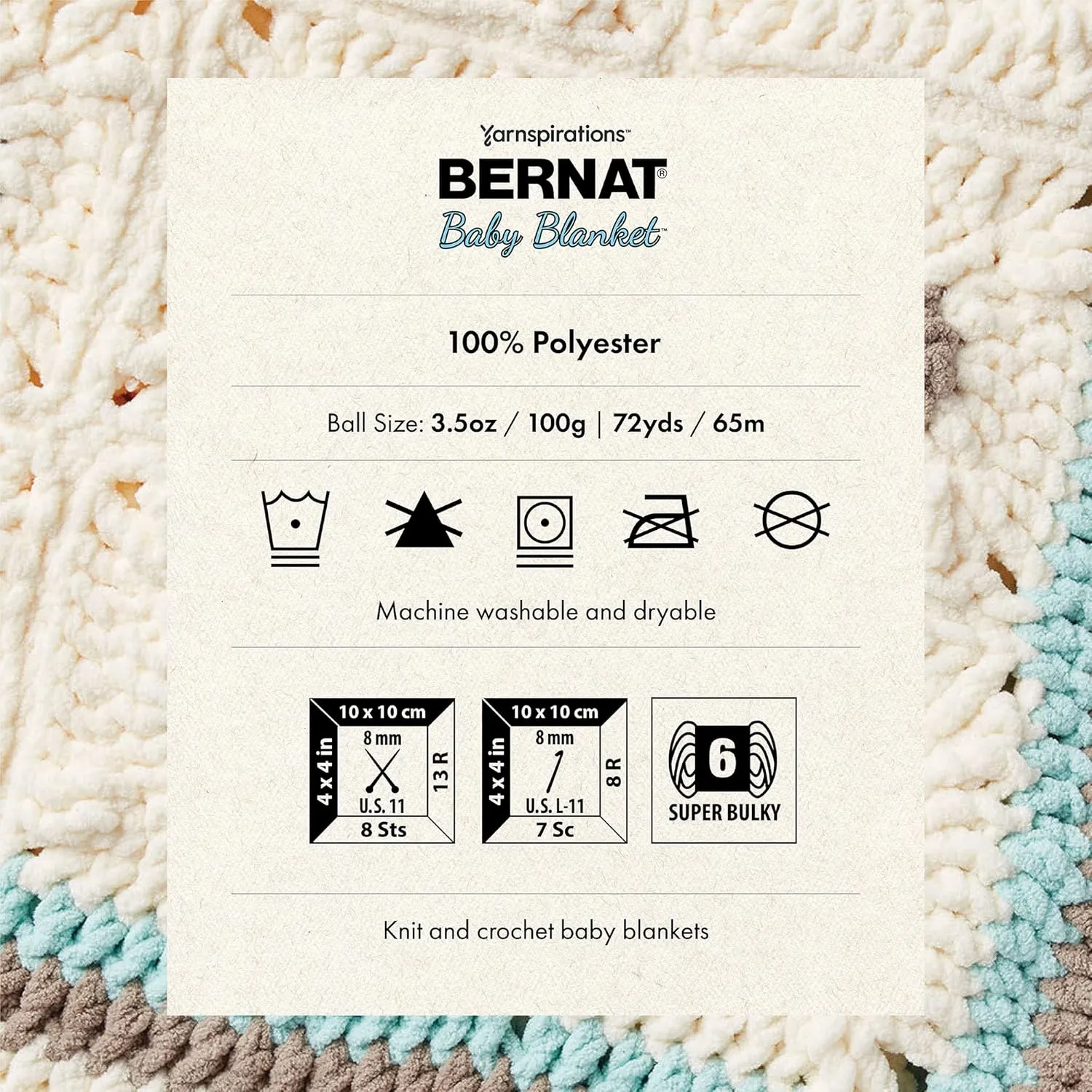 Bernat Baby Blanket Baby Blue Yarn - 3 Pack of 100g/3.5oz - Polyester - 6 Super Bulky - 72 Yards - Knitting/Crochet
