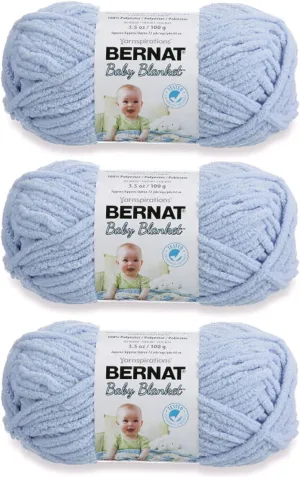 Bernat Baby Blanket Baby Blue Yarn - 3 Pack of 100g/3.5oz - Polyester - 6 Super Bulky - 72 Yards - Knitting/Crochet