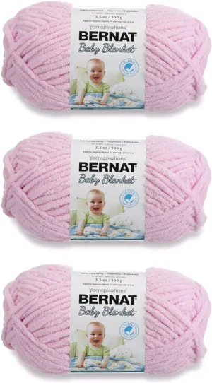 Bernat Baby Blanket Baby Pink Yarn - 3 Pack of 100g/3.5oz - Polyester - 6 Super Bulky - 72 Yards - Knitting/Crochet
