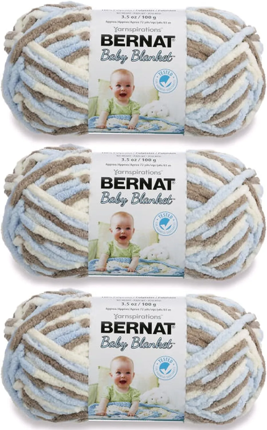 Bernat Baby Blanket Little Cosmos Yarn - 3 Pack of 100g/3.5oz - Polyester - 6 Super Bulky - 72 Yards - Knitting/Crochet
