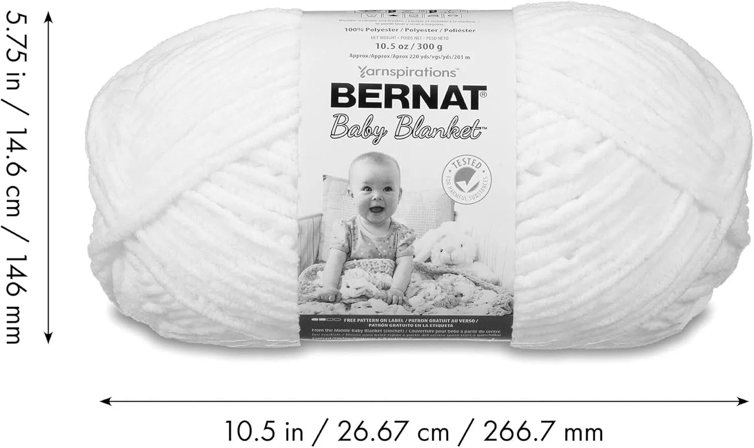 BERNAT BABY BLANKET YARN 300G 10.5 OZ, BUTTON ROSES