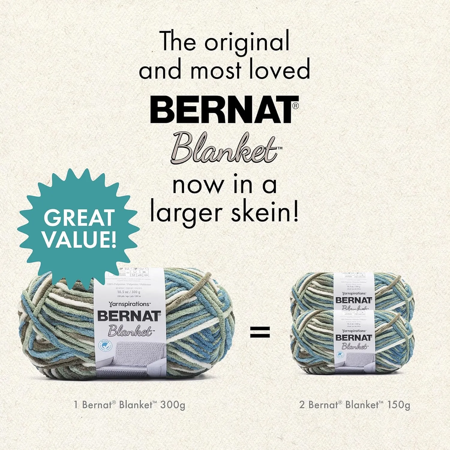 Bernat Blanket - 2 Pack of 220 Yards/10.5 oz Lotus 100% Polyester Yarn