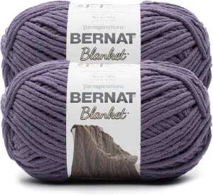 Bernat Blanket BB Aubergine Yarn - 2 Pack of 300g/10.5 oz - 100% Polyester - #6 Super Bulky - 220 Yards - Knitting/Crochet
