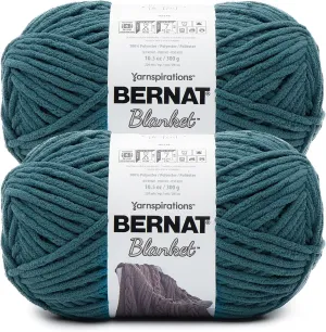 Bernat Blanket BB Dark Teal Yarn - 2 Pack of 300g/10.5 oz - 100% Polyester - #6 Super Bulky - 220 Yards - Knitting/Crochet