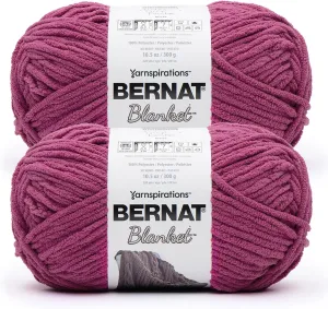 Bernat Blanket BB DEEP Fucshia Yarn - 2 Pack of 300g/10.5 oz - 100% Polyester - #6 Super Bulky - 220 Yards - Knitting/Crochet