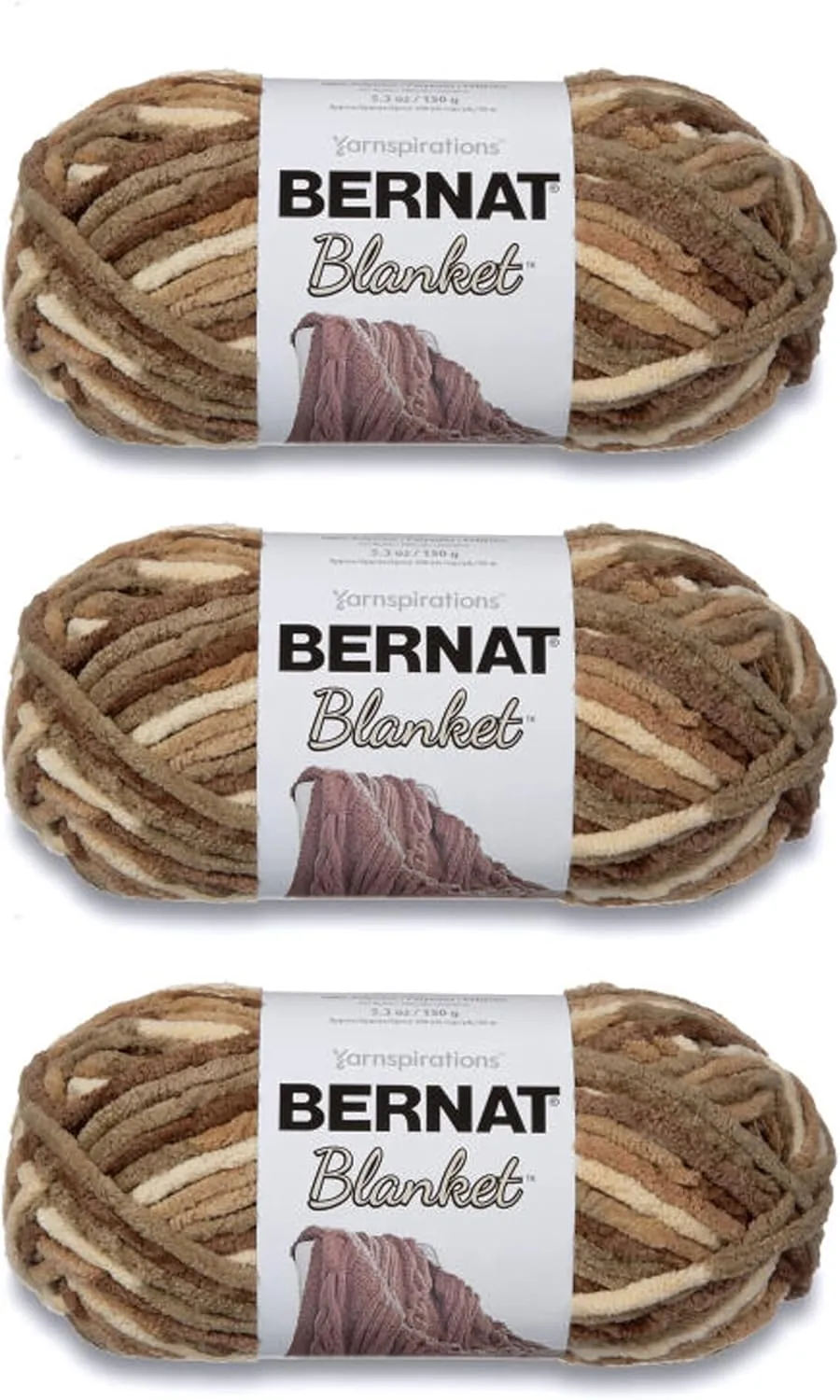 Bernat Blanket Sonoma Yarn - 3 Pack of 150g/5.3oz - Polyester - 6 Super Bulky - 108 Yards - Knitting/Crochet