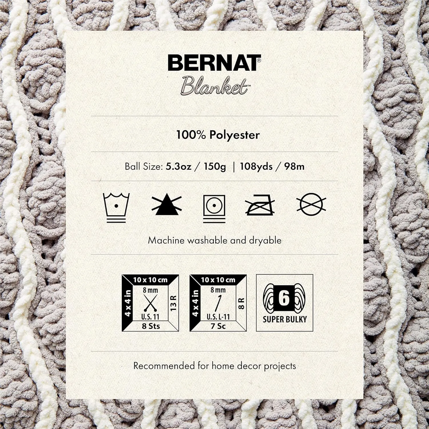 Bernat Blanket Sonoma Yarn - 3 Pack of 150g/5.3oz - Polyester - 6 Super Bulky - 108 Yards - Knitting/Crochet