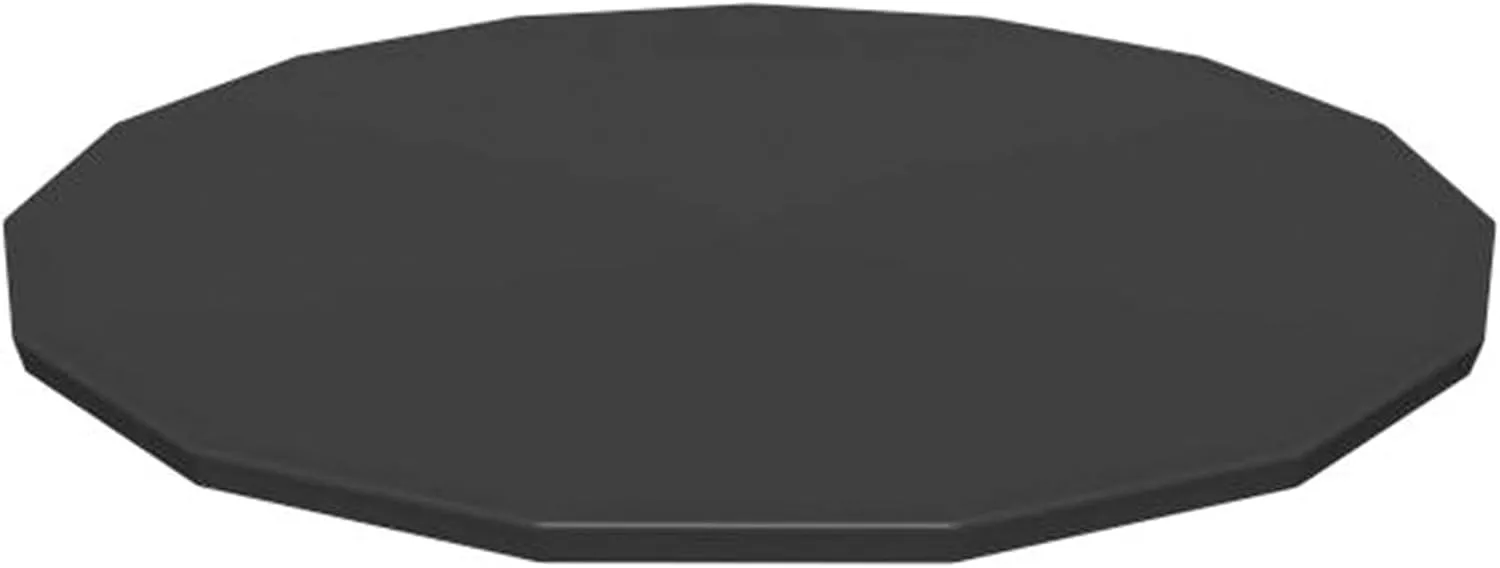 Bestway Flowclear PVC Round 14 Foot Pool Cover for Above Ground Frame Pools with Drain Holes and Secure Tie-Down Ropes, Black (Cover Only)